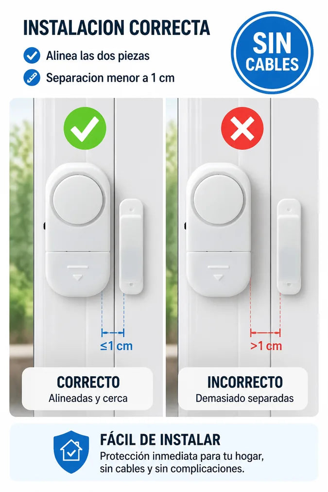 Instalacion correcta alarma magnetica puertas y ventanas